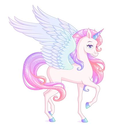 Beautiful Winged Unicorn With Pink Mane Vector Illustration 2397339