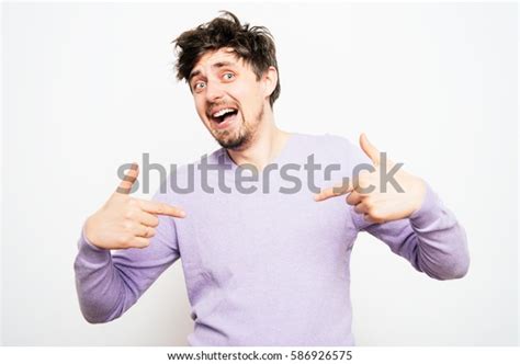 Male Hand Forefinger Pointing Himself On Stock Photo 586926575