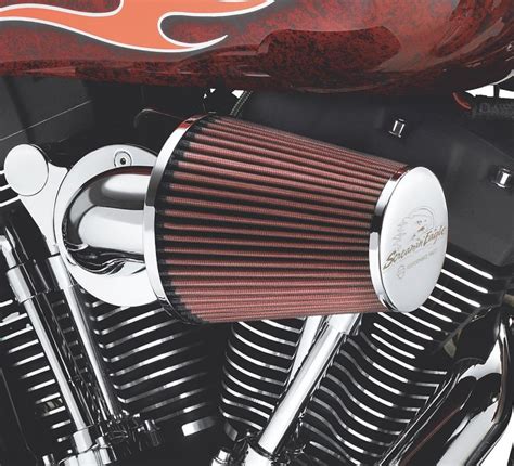 Observe the screamin' eagle logo on the chrome filter element end cap. 29264-08 | Harley-Davidson® Screamin' Eagle Heavy Breather ...