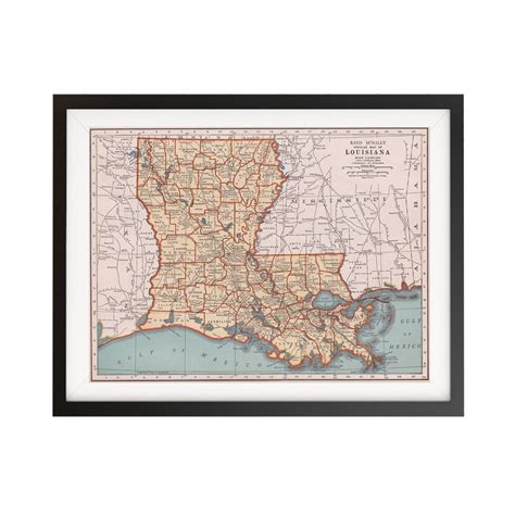 Louisiana Vintage Map Poster Map Print Vintage Map Of Etsy