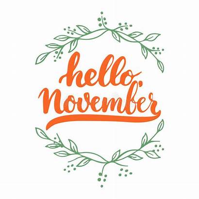 November Hello Calligraphy Background Typography Phrase Lettering