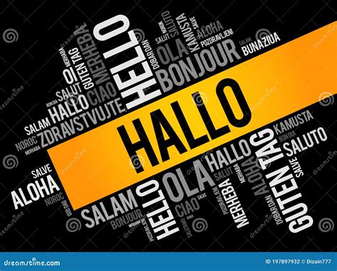 Hallo Hello Greeting In German Word Cloud Stock Illustration