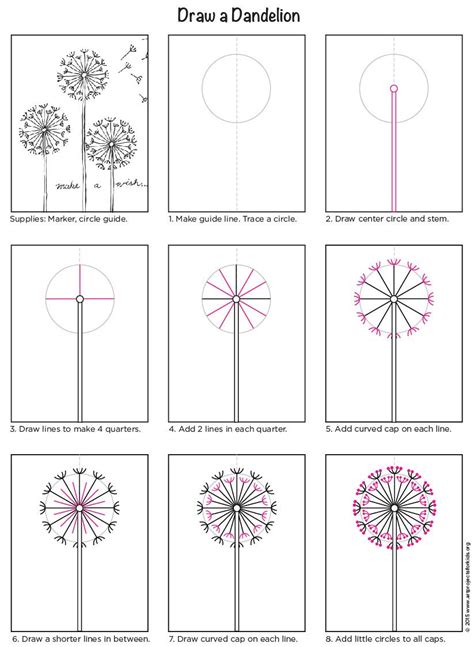 How To Draw A Dandelion And Turn It Into A Painting Dandelion Drawing