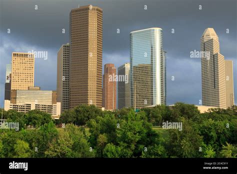Buffalo Bayou Park And Houston Skylinetexasusa Stock Photo Alamy