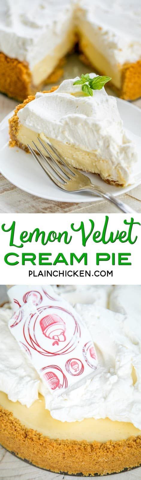 lemon velvet cream pie plain chicken eat dessert lemon recipes lemon desserts