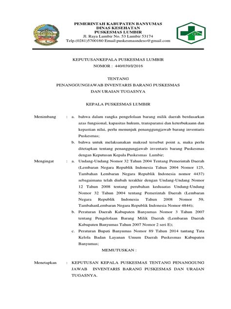 Sk Ttg Penanggung Jawab Inventaris Barang Pdf