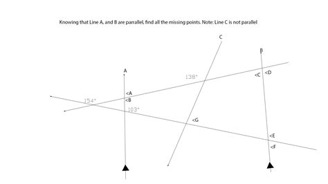 Finding out the missing side or angle couldn' . Using angle pairs and geometry, find all the missing ...