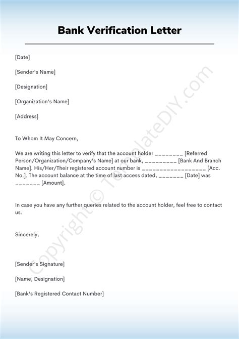 Bank Verification Letter Sample Template In Pdf And Word
