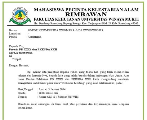 Contoh Surat Undangan Technical Meeting Sepak Bola