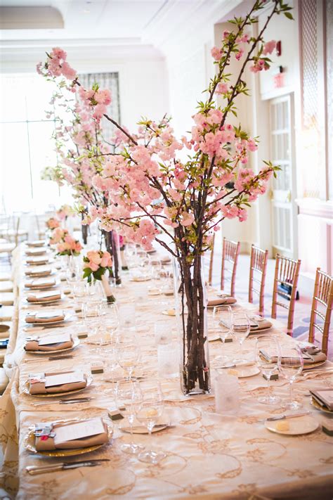 The Knot Yourstruly Cherry Blossom Wedding Pink Centerpieces