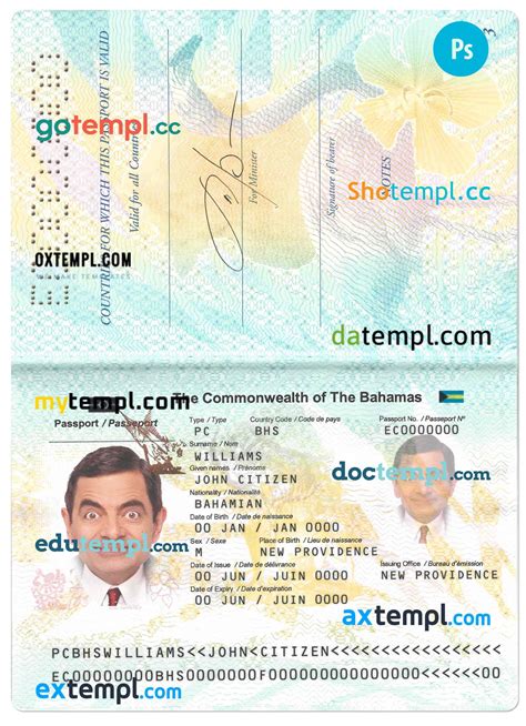 Bahamas Passport Psd Files Scan And Photo Look Templates 2 In 1 Intempl