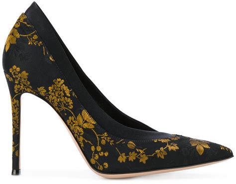 Zapatos de tacón con print de flores negros de Gianvito Rossi 694