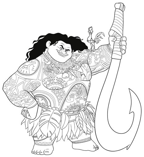 Moana and beautiful background with little mandalas. Moana Maui Coloring Pages at GetColorings.com | Free ...