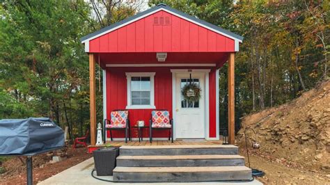 Cozy Charming Little Red Cabin at Our Lake Resort - YouTube