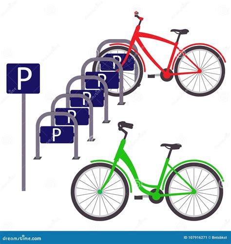 Bicycle Parking With Two Bicycles Simple Flat Illustration Vector