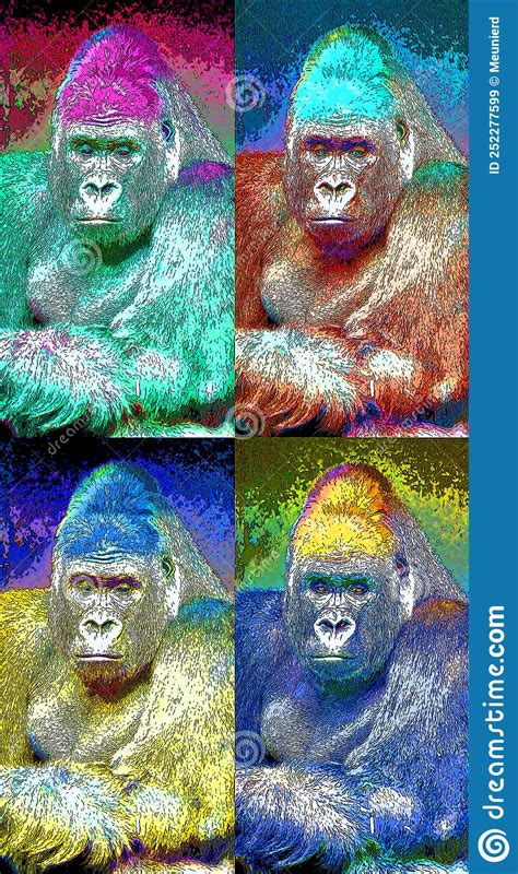 Pop Art Gorilla Icon Sign Illustration Pop Art Stock Image Image Of