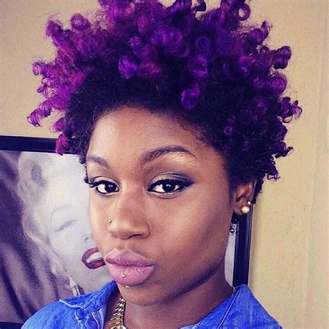 Black Woman With Purple Dyed Natural Hair Purple Natural