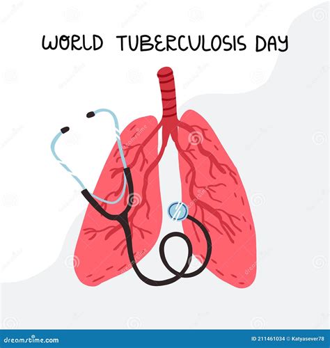 World Tuberculosis Day Banner Human Lungs And Doctors Stethoscope
