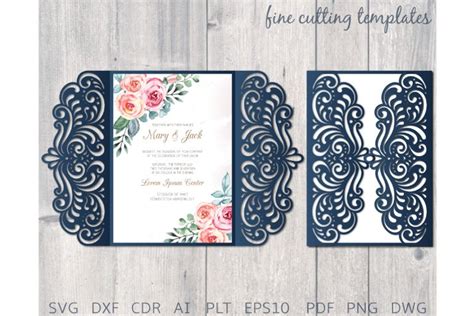 Wedding Gate Fold Card Template Laser Cut Invitation Cricut