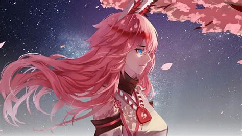 Anime Girl Pink Hair Yae Sakura Honkai Impact 3rd 4k