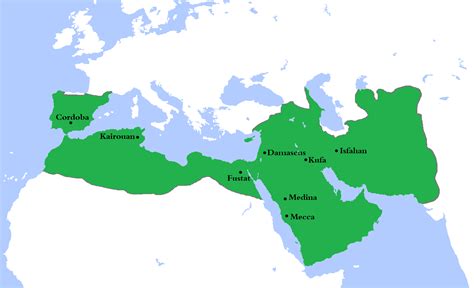 The Umayyad Caliphate At It Is Territorial Peak In 750 Ad The Largest