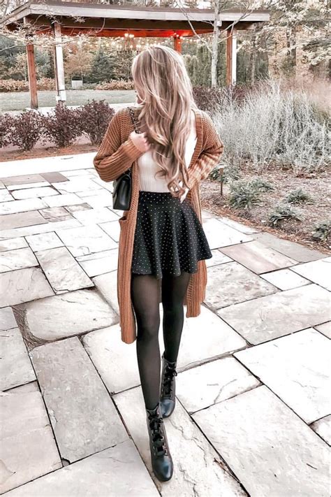 Black Skirt With Tights Fall Outfit Winter Fashion Outfits Skirt