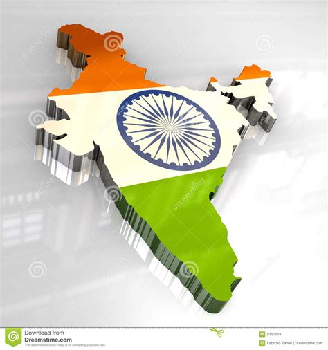 3d Flag Map Of India Royalty Free Stock Images Image 8117119