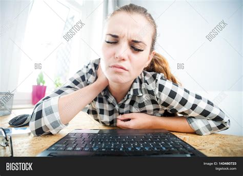 Tired Woman Neck Pain Image And Photo Free Trial Bigstock