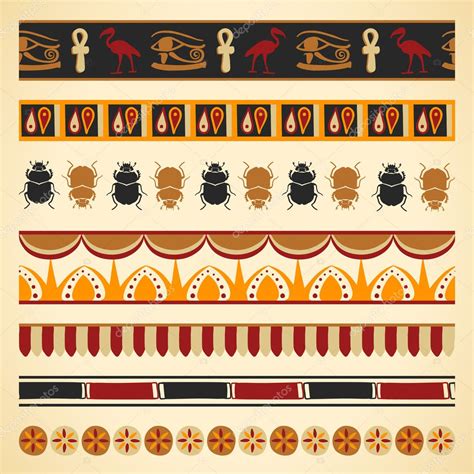 Set Of Egyptian Seamless Borders And Symbols — Stock Vector © Nina Susik 32881237