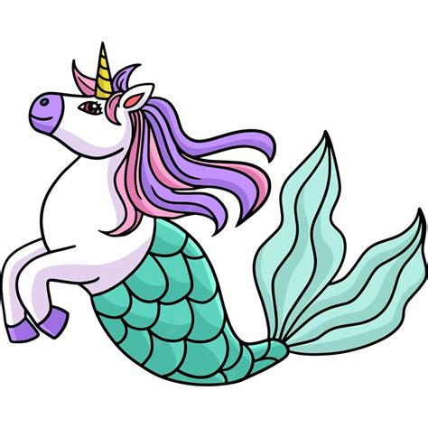 Premium Vector Unicorn Mermaid Cartoon Colored Clipart