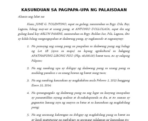 Kasunduan Sa Barangay Format Saan Ka Dapat Na Barangay Mag File Ng My
