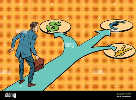 Financial crossroads, a choice of currencies Stock Photo - Alamy