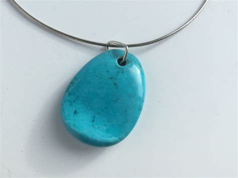 Silver Choker Turquoise Choker Gemstone Pendant Etsy