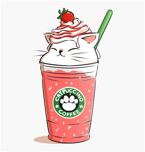Catpuccino Cute Cat Anime Chibi Kawaii Coffee Kawaii Cute Drawings Of Starbucks Hd Png