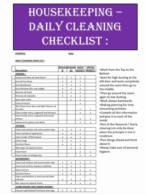 Office Cleaning Checklist Template Word