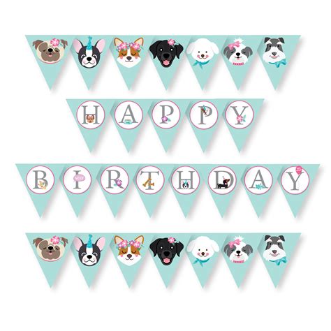 Downloadable Free Printable Dog Birthday Banner
