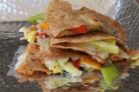 Vegetarian Quesadilla With Peppers Onions And Summer Squash