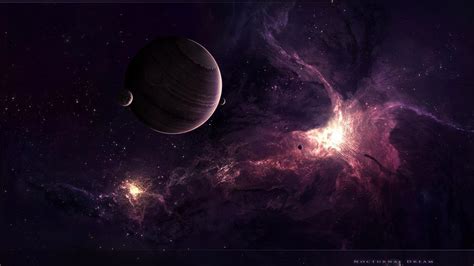 Outer Space Stars Planets Digital Art Moons Nocturnal