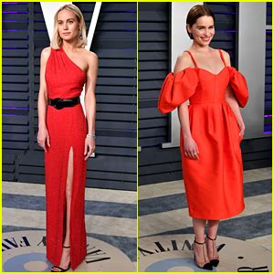 Brie Larson Emilia Clarke Change Into Red For Vanity Fair Oscar Party Oscars