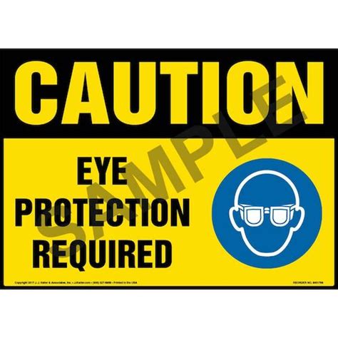 Caution Eye Protection Required Sign With Icon Osha