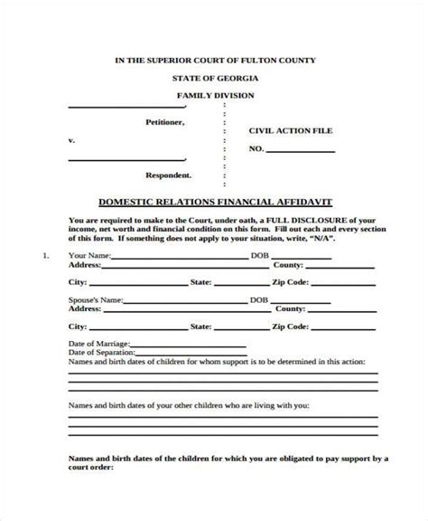 Affidavit Of Relationship Sample Letter Pdf