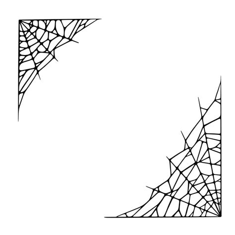 Spider Web Corners Isolated On White Background Spooky Halloween