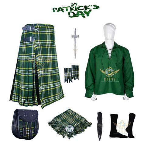 Mens Scottish 8 Yard Kilt Traditional 8 Yard Kilts St Patrick