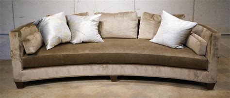 Contemporary Velvet Curved Sofa David Sutherland With Three Decorative