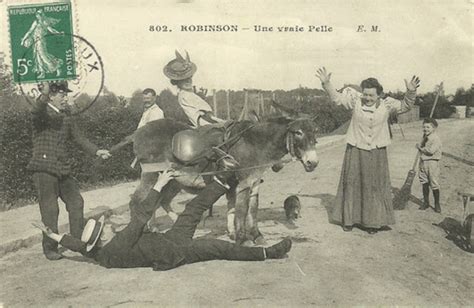 Funny Vintage Postcards Depict People Falling From Donkeys In Le