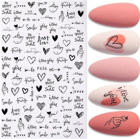 Nail Heart Stickers Nail Art Decalstattoo Slider Sweetheart Etsy D