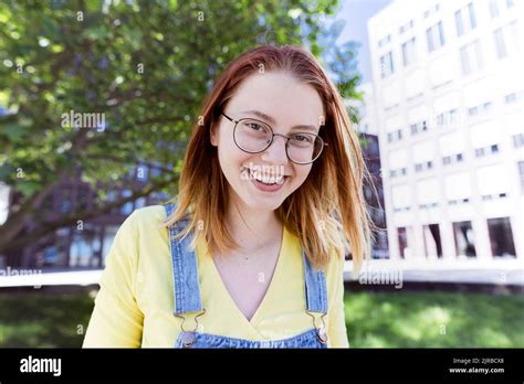 Portrait Young Redheaded Woman Wearing Glasses Hi Res Stock Photography