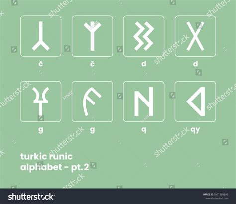 Old Turkic Runic Alphabet Altay Uygur เวกเตอร์สต็อก ปลอดค่าลิขสิทธิ์