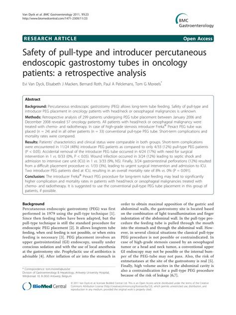 Pdf Safety Of Pull Type And Introducer Percutaneous Endoscopic