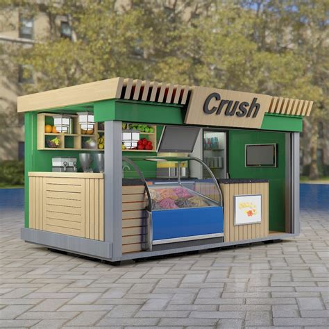 Green Outdoor Juice Kiosk With Food Booth Design For Sale